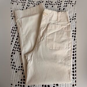 Avec Les Filles Cream Cropped Ankle Pants